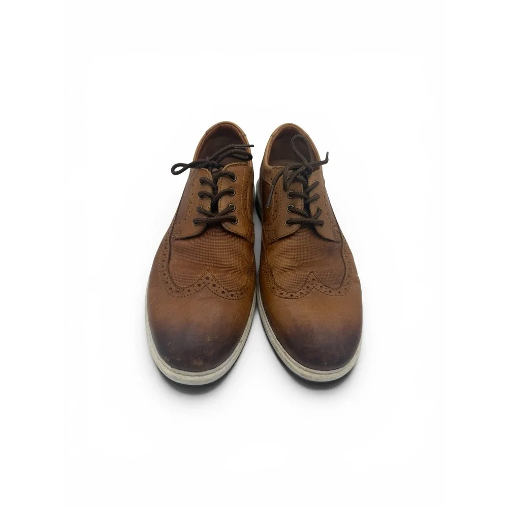 Johnston & Murphy Mens Wingtip Oxford Leather Shoes Brown 10.5M J&M‎ Flex